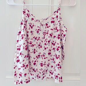 Hollister Floral Tank Top in White and Red